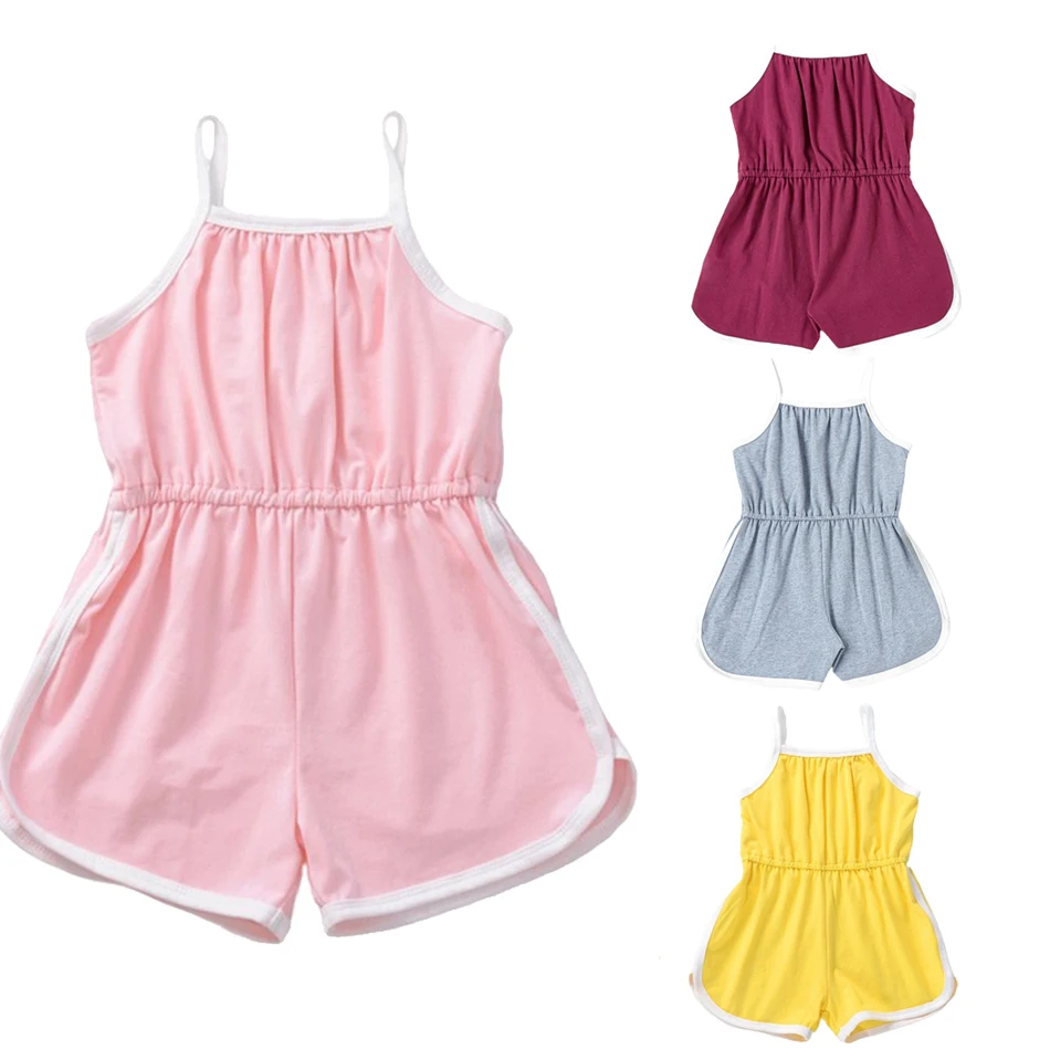 

2021 Summer Baby Girl Romper Unisex Candy Color Little Girls Clothing Cotton Straps Infant Kids Overalls Jersey Children Clothes