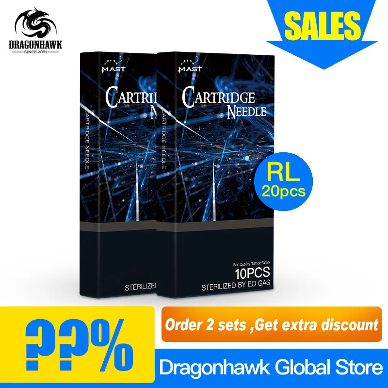 20 шт одноразовые стерильные иглы-наконечники для татуировок Круглые Вкладыши