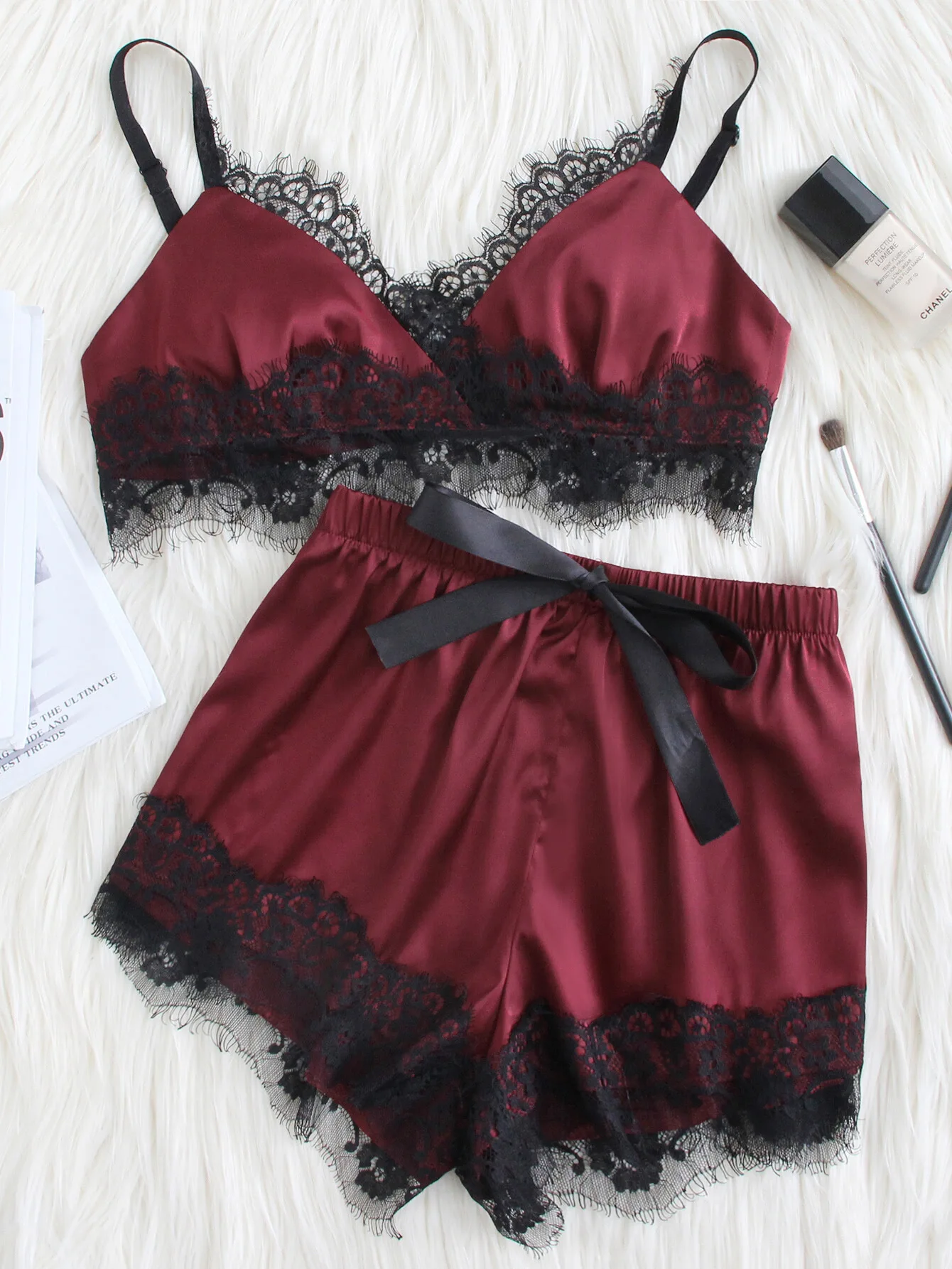 

Hot lingerie Sexy lace split pajama suit
