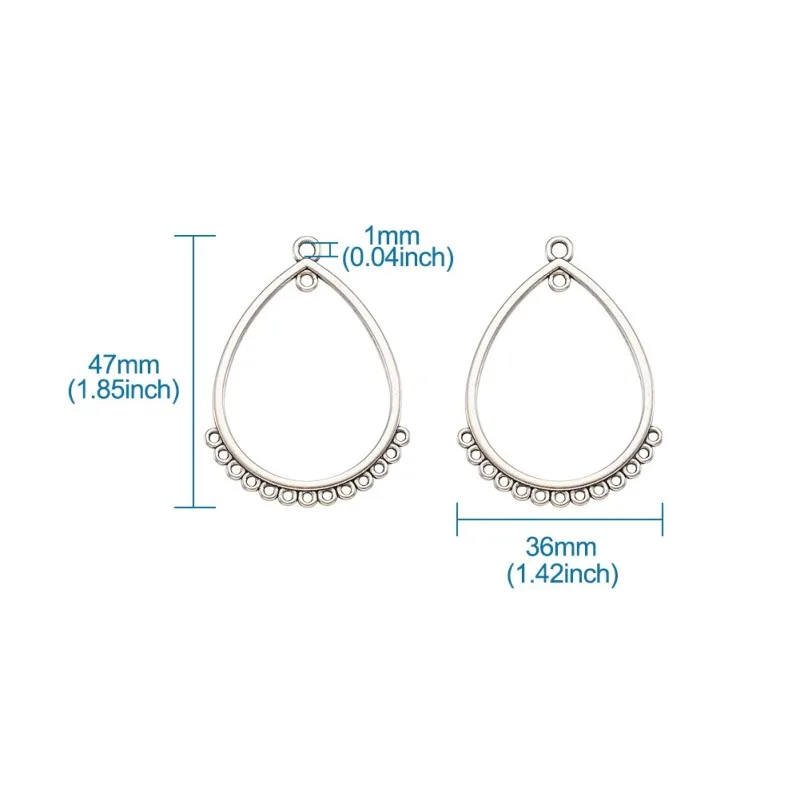 

10pcs Drop Shape Tibetan Style Alloy Chandelier Components Connectors Links for Jewelry Making DIY Earring Necklace 47x36mm