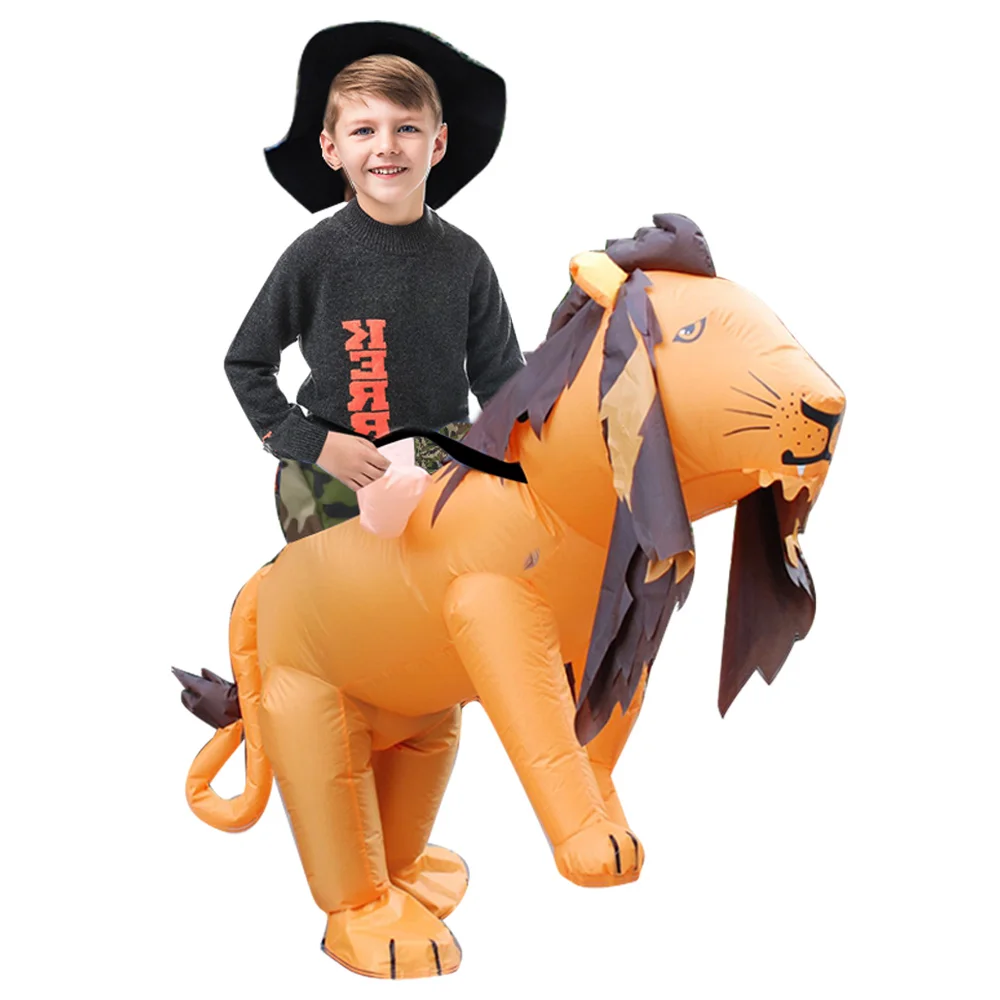 

Kids Halloween Inflatable Costume Lion Costumes Carry On Animal Walking Mascot Fancy Dresses Cosplay Ride on Lion Dress