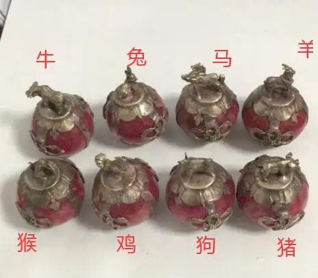 

Metal Crafts Collectible Decorated red Jade Tibet Silver some Jixiang beast selection Statue ( choose animal shape)