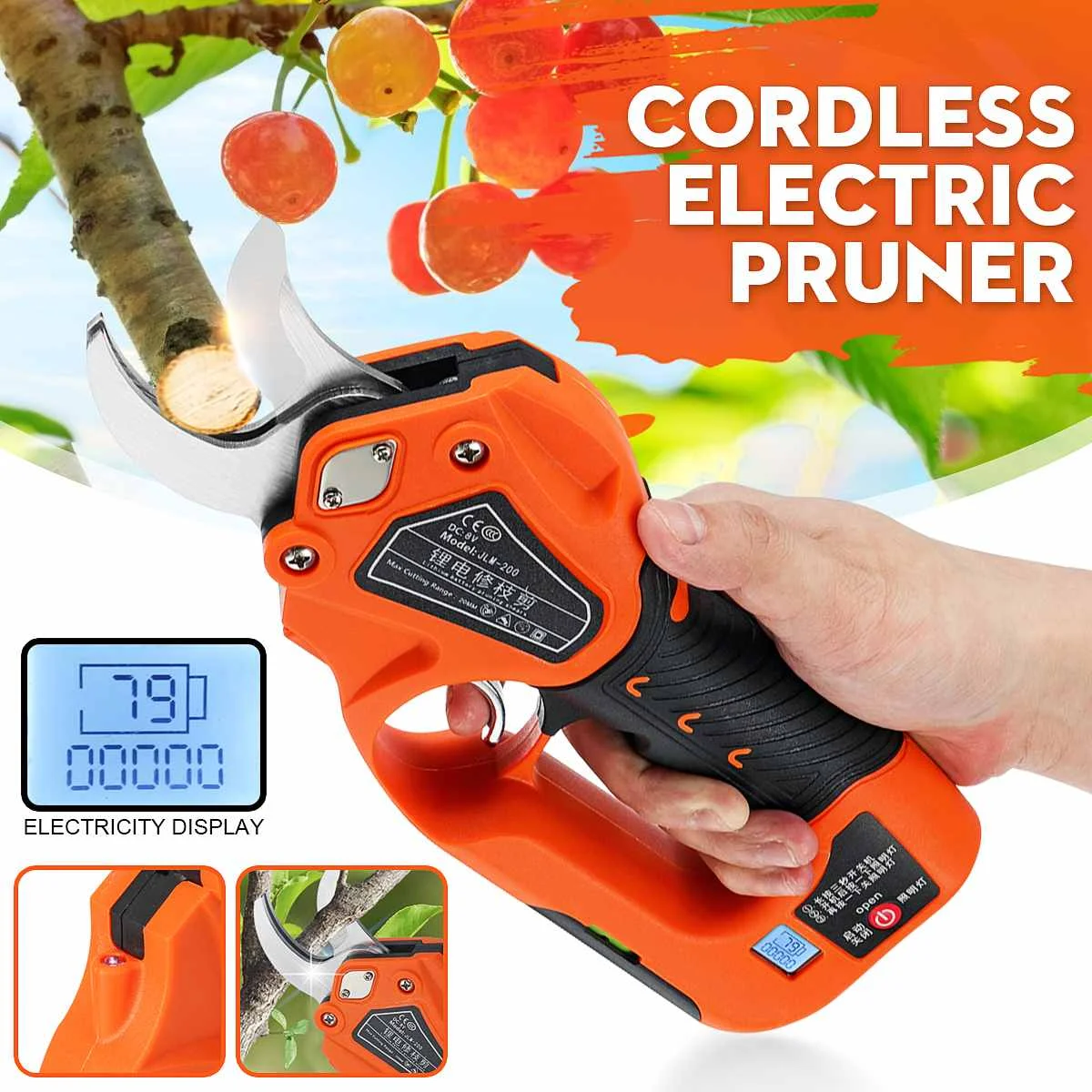 

Cordless Electric Pruning Shears With 4x18650mAh Lithium battery cut 100000 times for Garden Tree Branches Pruning Tools Cutter