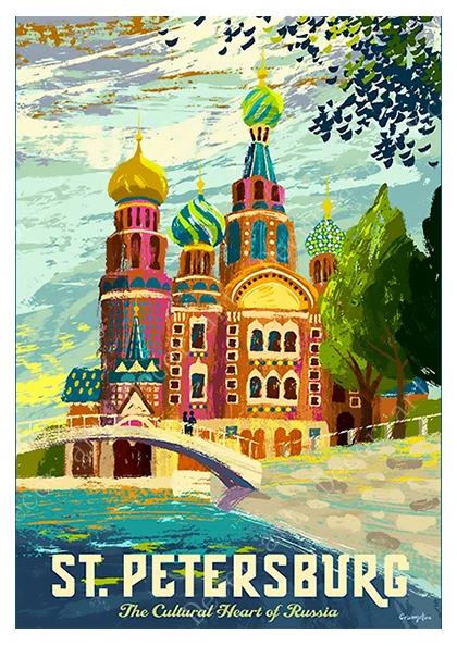 Россия СПб для путешествий холст живопись винтажная стена крафт постеры