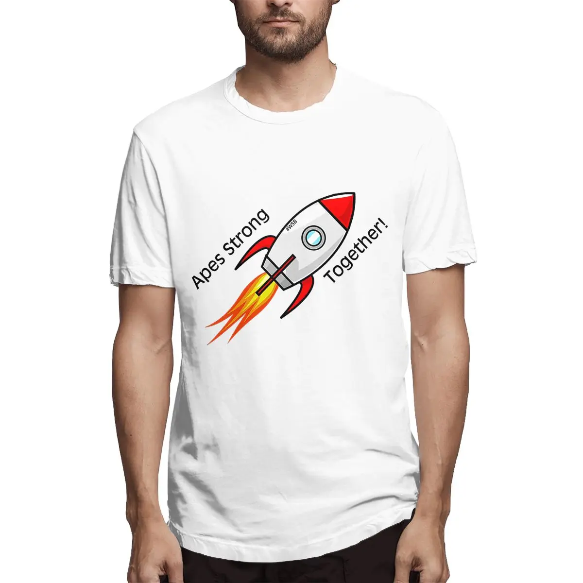 

Apes Strong Together #WSB Wallstreetbets Men T Shirts Novelty Tees Short Sleeve Crew Neck T-Shirt Cotton Printed Clothing