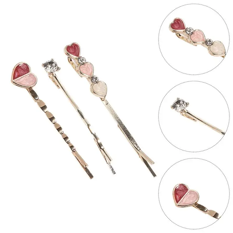 

6Pcs Heart Hair Clip Safe Chic Fine Headdress Hair Bang Clamps Metal Hair Barrettes