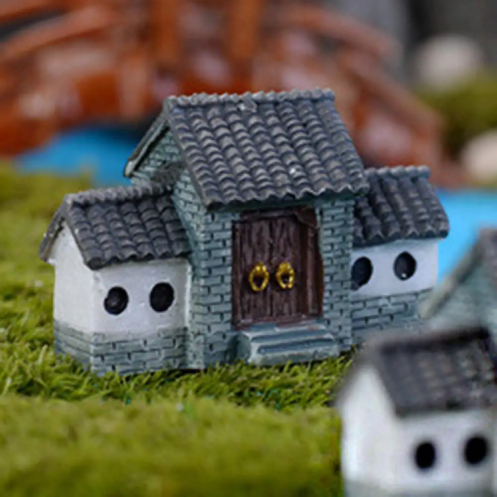 chinese antique mini house retro building micro fairy garden figurines miniatures vintage home decor ornaments diy free global shipping