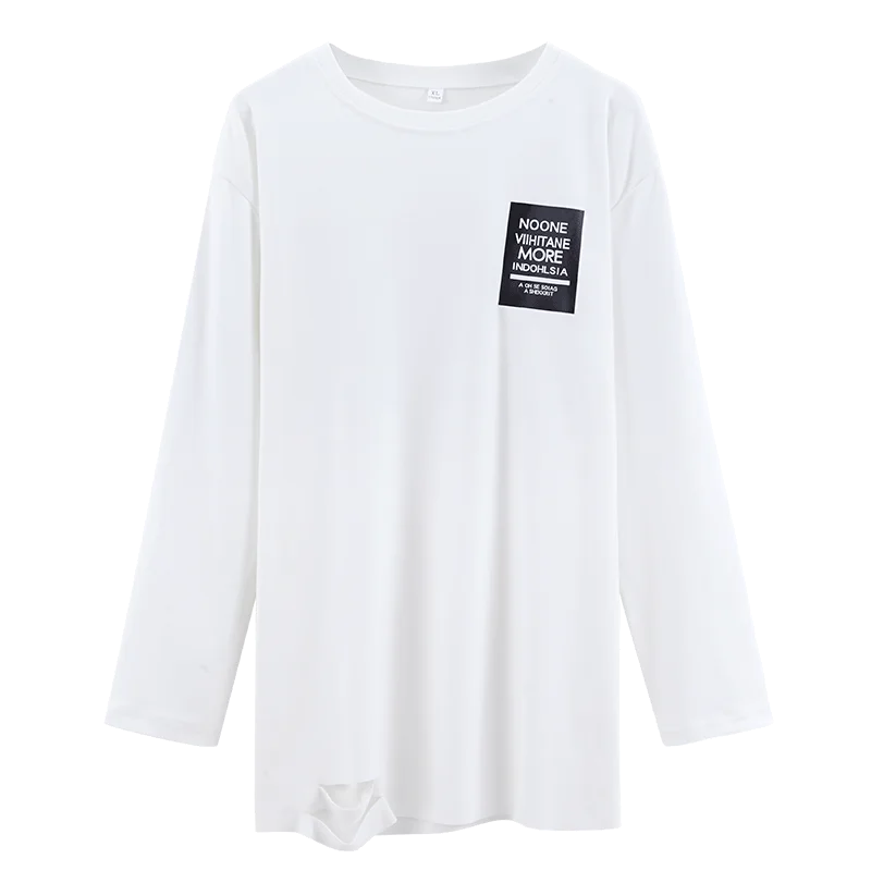 

2021 Spring Simple Vogue Oversized Tshirt Harajuku Long T Shirt Women Print Letter T-shirts Women 90s White Long Sleeve Tops