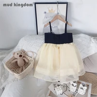mudkingdom girl sling dress solid lace button sleeveless mesh ball gown princess party dresses little girl summer casual clothes