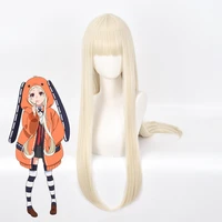 anime kakegurui cosplay wig yomozuki runa long blond hair high temperature material woman carnival dressup wig