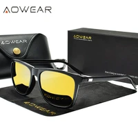 aowear hd night vision glasses men aluminium yellow lens sunglasses men polarized night safe driving goggles oculos gafas de sol