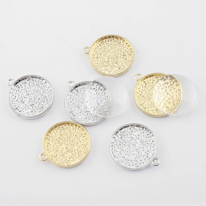 

5 комплектов, золотистого/серебристого цвета, ожерелье, подвеска, кабошон, основа, пустая безель с 22 мм, бижутерия со стеклянными кабошонами, ...