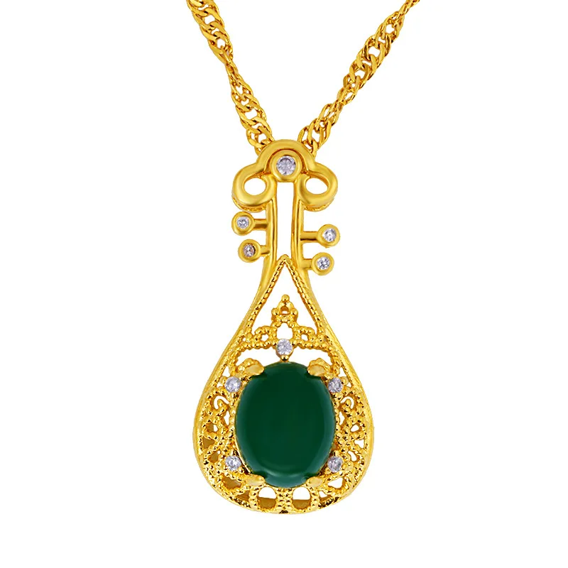 

Vintale 18K Gold Not Fade Necklace Natural Emerald Pendant for Women Fine Joyas Naszyjnik Jade Necklaces Pierscionki Bizuteria