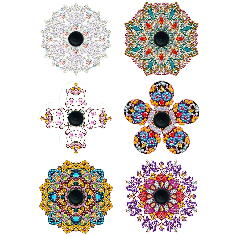 

DIY Diamond Painting Mandala Fingertip Spinner Double Sided Drill Resin Colorful Spinning Anti Stress Toy for Kids Adult Gift