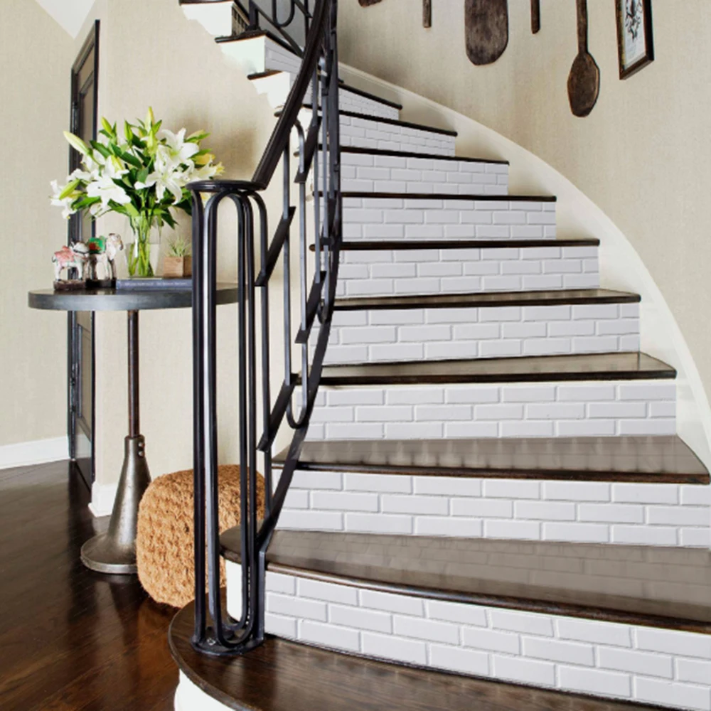 Белая кирпичная кладка лестница стикер стены плитка для ванной и кухни