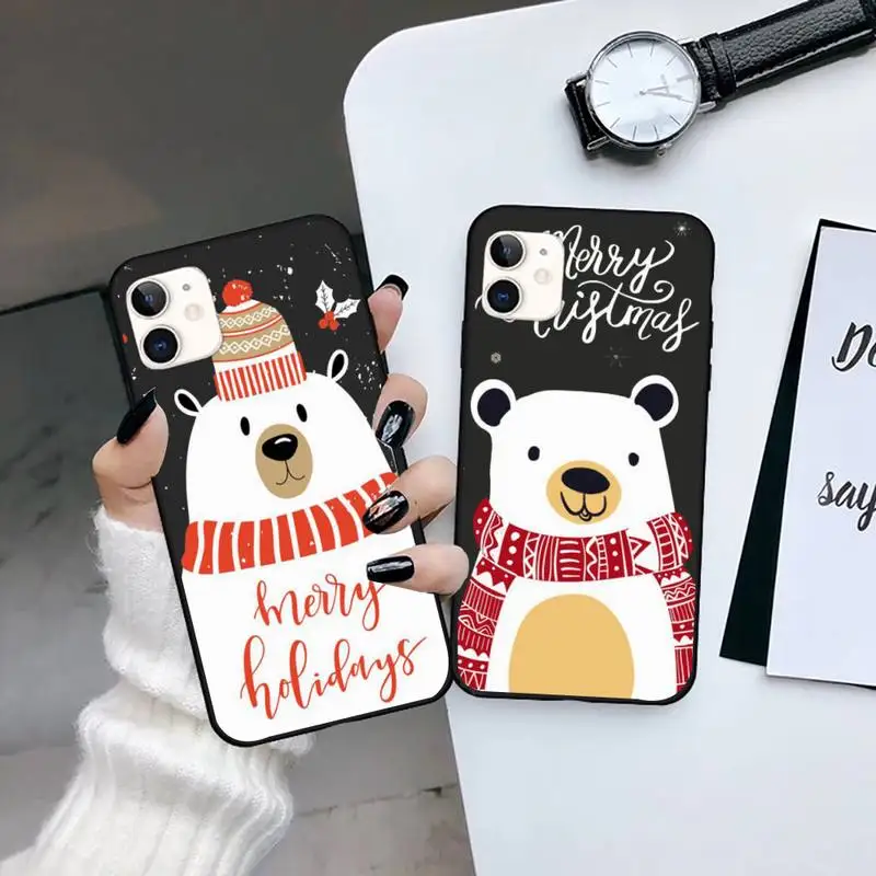 

Christmas Deer Bear Phone Case for iPhone 13 7 8 11 12 X XS XR Pro max Samsung A S 9 71 10 plus mini mobile bags soft shell