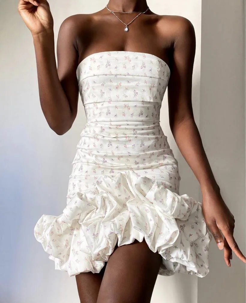 Женское бальное платье без бретелек дизайнерское Вечерние вечернее с цветочным