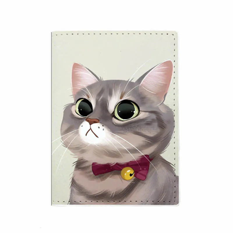 Обложка для паспорта Kawaii с 3D котом мужчин и женщин деловой кошелек из