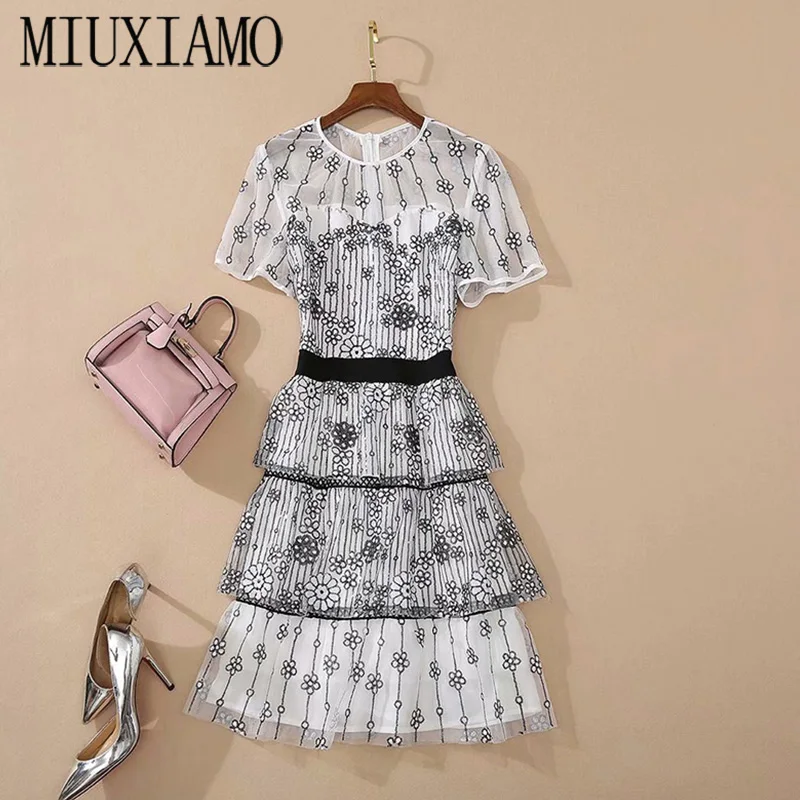 

MIXIMAO 2020 Summer Dress New High Quality Fashion Party Casual Workplace Vacation Elegant Embroidery Cake Dress Women Vestidos