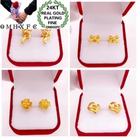 omhxfc jewelry wholesale ym349 european fashion fine woman girl party birthday wedding gift fox flower 24kt gold stud earrings