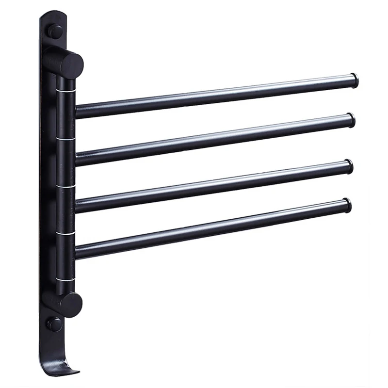 

Oil Rubbed Bronze Towel Bars for Bathroom Wall Mounted Swivel Towel Rack Holder with Hooks 4-Arm