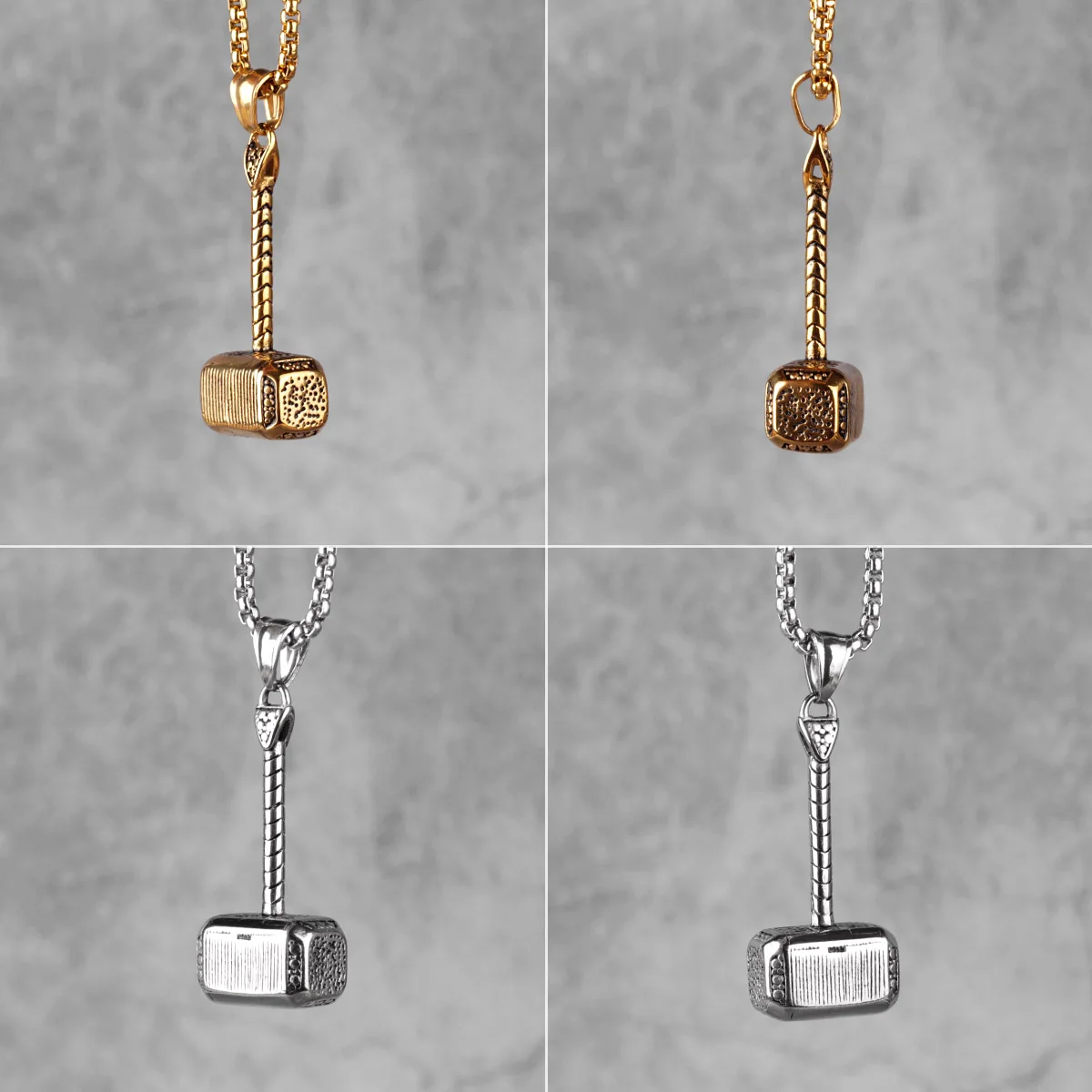 Мужской золотой Молот Тора Длинная модель панк хип-хоп для мальчиков мужские