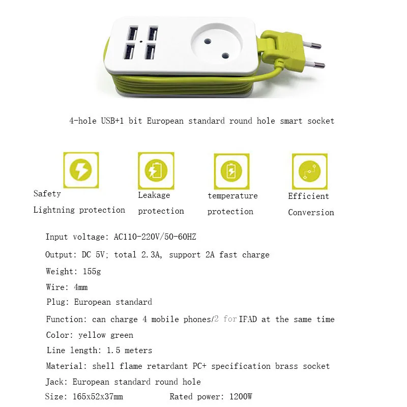 ЕС розетка USB Мощность полосы Электрическая защита розетки от скачков напряжения