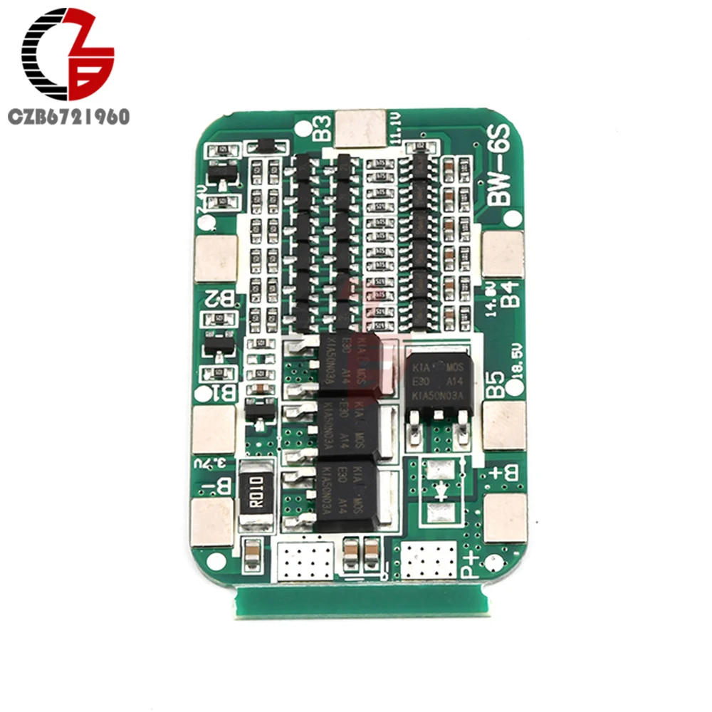 6S 15A BMS Защитная печатная плата для 6 упаковок литий-ионных батарей 18650 |