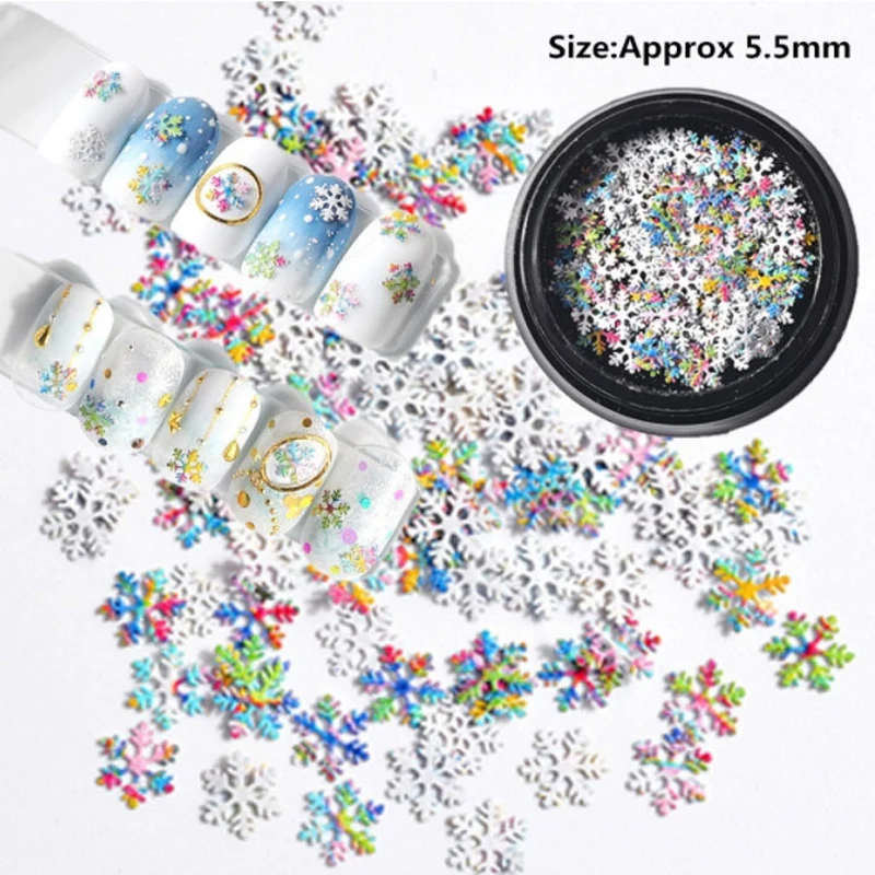 Украшения для ногтей Рождественские 3D снежинки золотой цвет наклейки ногтевого