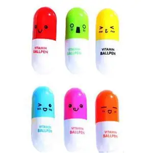 

1Pc Cute Smiling Face Pill Ball Point Pen Pencils Telescopic Vitamin Capsule Ballpen for School Creative Kids BallPoint Pen Gift