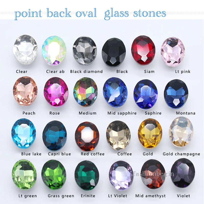 Овальные стеклянные стразы всех размеров с острым вырезом на спине Необычные