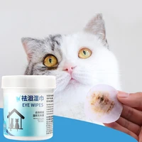 100pcscan pet eye wet wipes dog cleaning paper towels cat tear stain remover grooming supplies