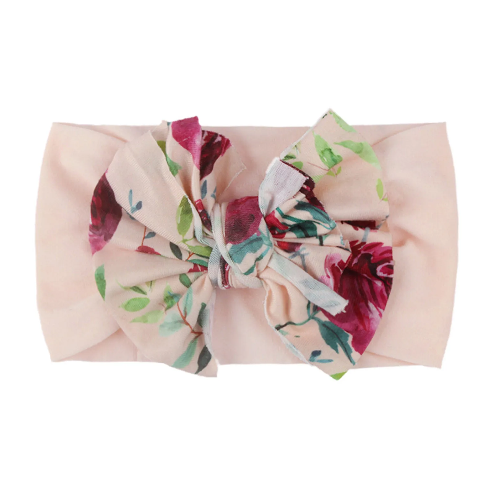 Повязка на голову с бантом и цветами для новорожденных девочек разноцветный