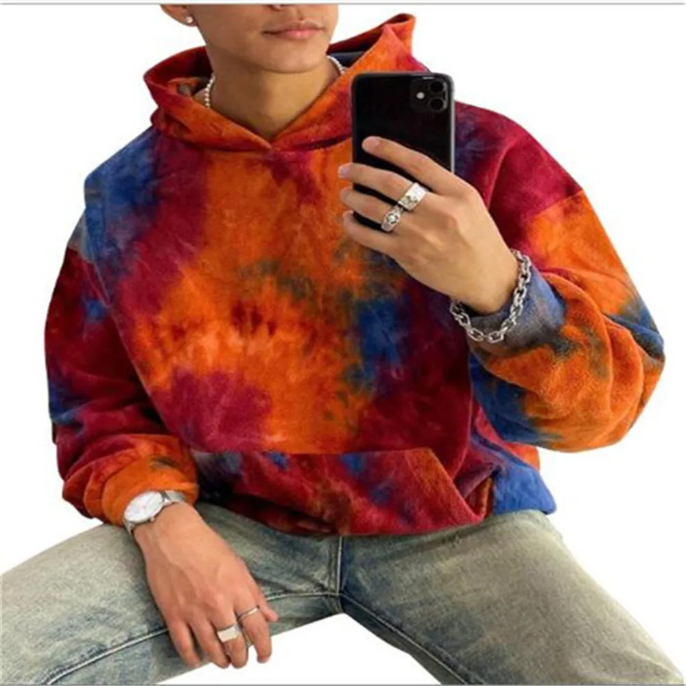 

Spring Autumn New Jacket European American Style Youth Men's Round Neck Printing Loose Trend Sweater Coat Clothes Outerwear