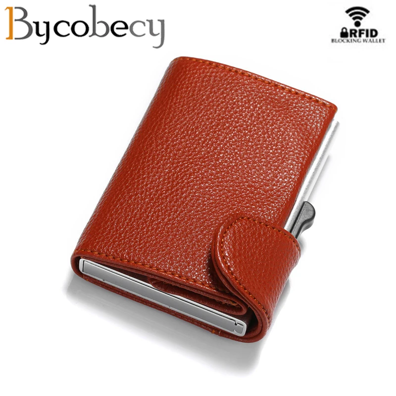 Bycobecy анти кредитная карта RFID держатель Чехол Для мужчин скользящая кожа id для