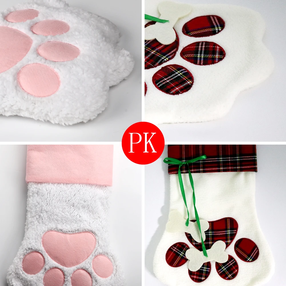 OHEART/розовые рождественские чулки для домашних животных носки в виде собачьей