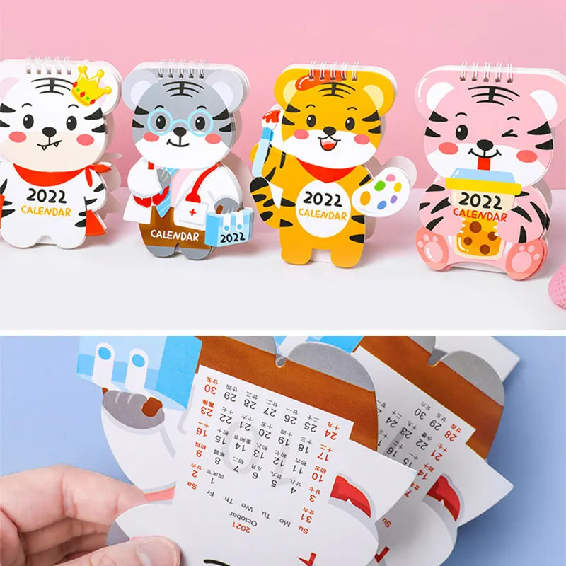 

1Pc Adorable Tiger Calendar 2022 Calendar Tabletop Calendar Coil Calendar