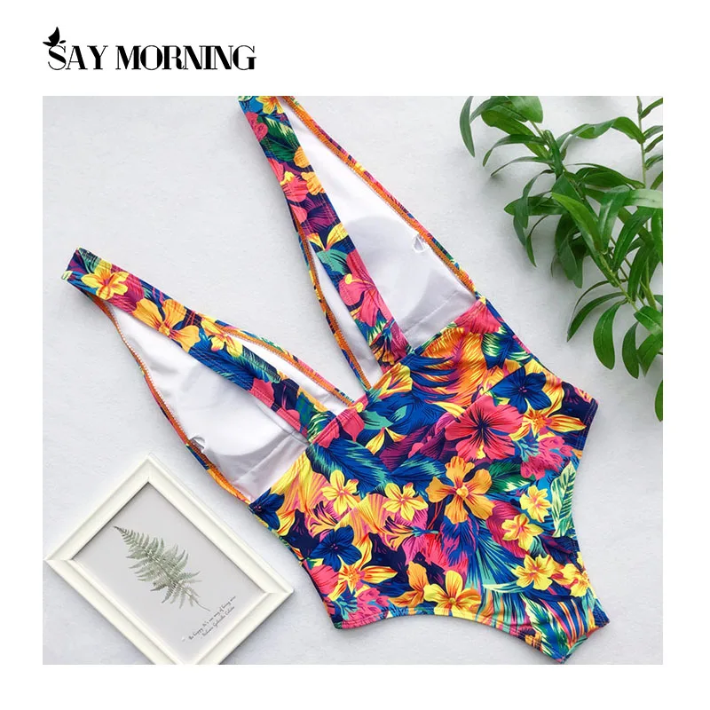 SAY MORNING купальник блестящий Цельный сексуальное бикини с открытой спиной пляжная