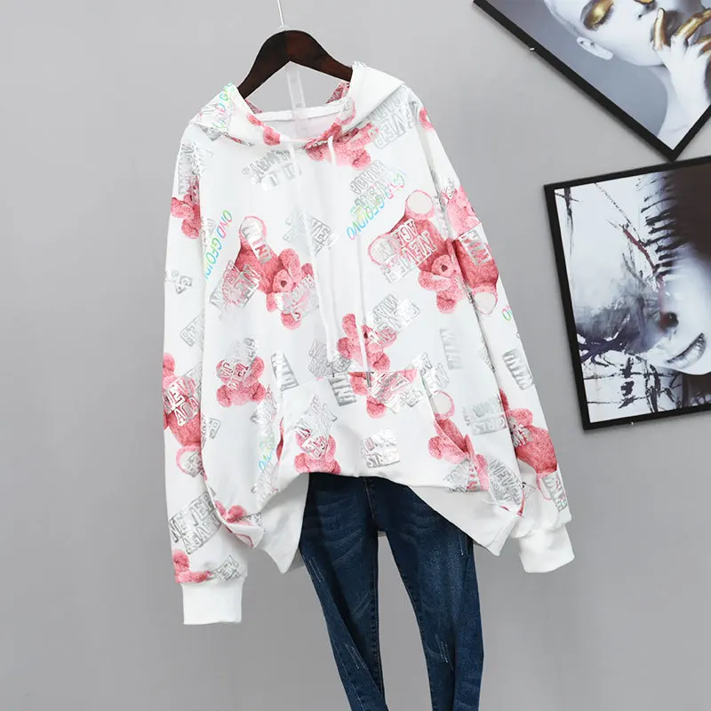 

2020 Autumn & Winter New Korean Loose Slim Casual Mid-length Women Hooded Hoody Plus Size Wild Long Sleeve Tops Free Shipping