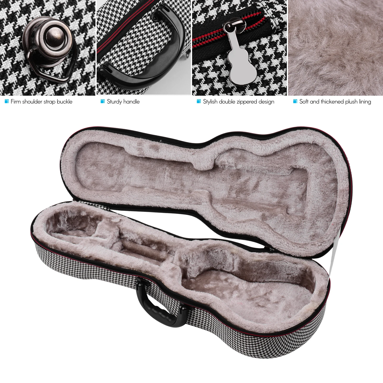 

ammoon 24 Inch Concert Ukulele Gig Bag Lightweight Hardshell Carry Case Exterior Plush Lining with Detachable Shoulder Straps