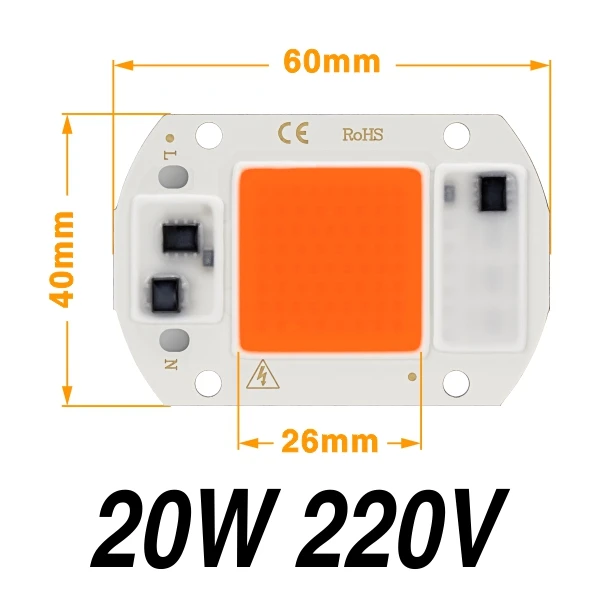 20W Grow Light Светодиодный Cob бисер 10 Вт 20 Вт 30 Вт 50 Вт теплый белый холодный белый светильник для выращивания ac220в умный IC чип для наружного растительного потока светильник Точечный светильник DIY - Цвет: 20W Grow Light