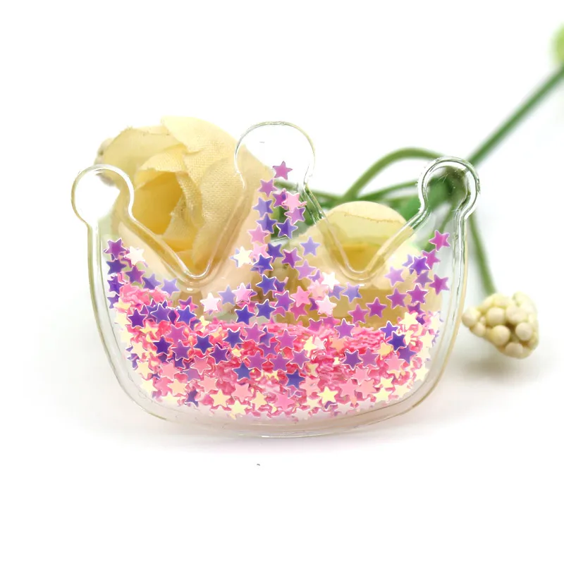 Crown-Pink 10 шт. ПВХ Звезда Корона Микки Прозрачный Bling bling Сердце течет аппликации для детей BB клип и DIY головные уборы аксессуары - Цвет: Crown-Pink