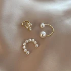 3 шт., женские серьги-каффы с жемчугом