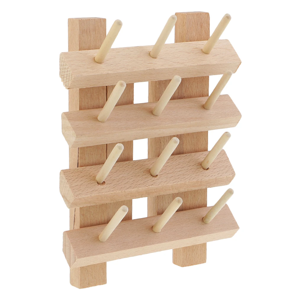 12 натурального дерева шпули швейные нитки стойки деревянная вышивка органайзер