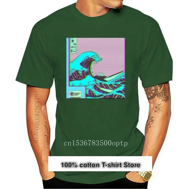 

Camiseta de la gran ola de Vaporwave para hombre, camisa 100% de algodón, hipster, rock, Kanagawa STRING, de verano, nueva