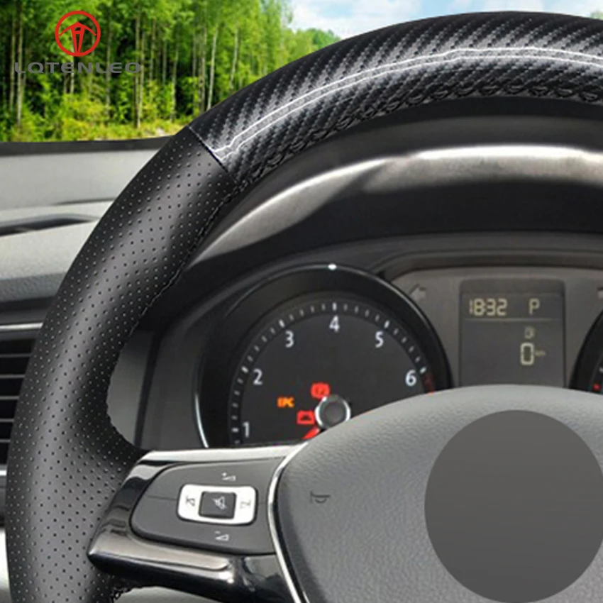 LQTENLEO черная кожа ПУ углеродное волокно чехол на руль для Volkswagen VW Golf 7 Mk7 Новинка Polo