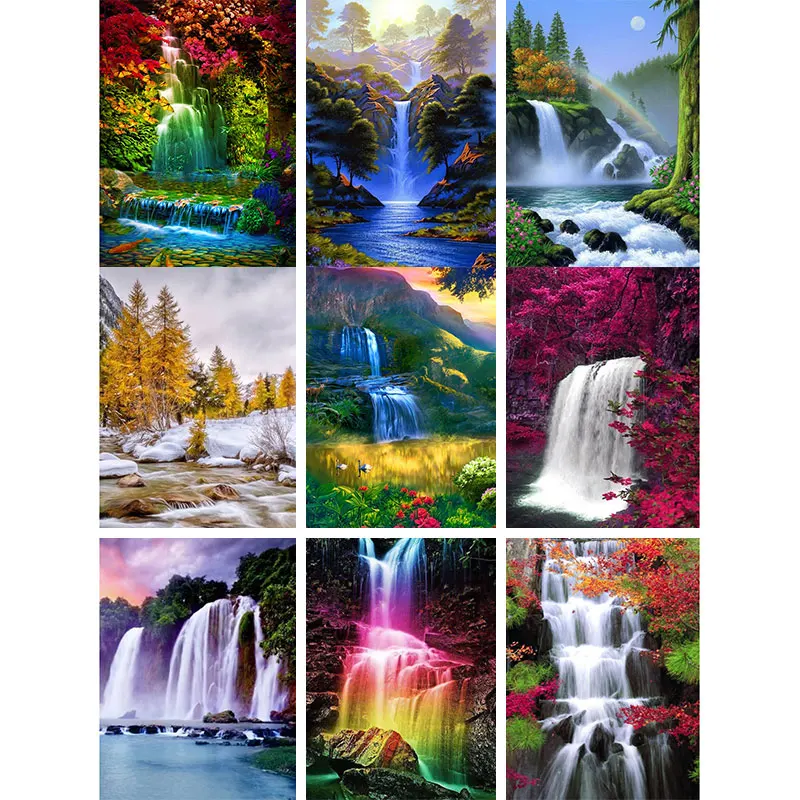 

5D DIY Diamond Painting Mosaic Cross Stitch Scenery Full Drill Wall Decor Rhinestone Diamond Embroidery Waterfall Handmade Gifts