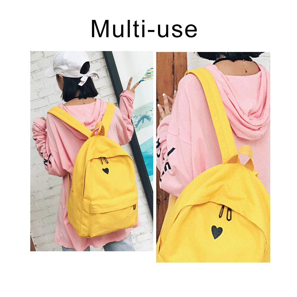 TTOU Fashion Heart Printing Backpack Korean Style Casual Canvas Students holiday Bags Quality college school Laptop |