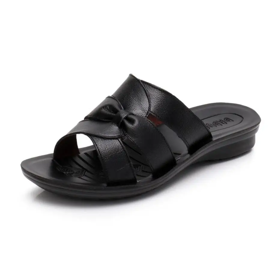 Шлепанцы женские из натуральной кожи открытый носок летняя обувь без застежки на