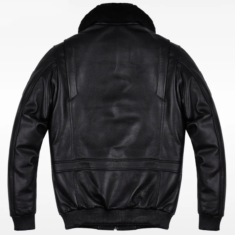

2020 Men's Classical Genuine Leather Motorcycle Leather Jacket Black Air Force Pilot Winter Coat for Male